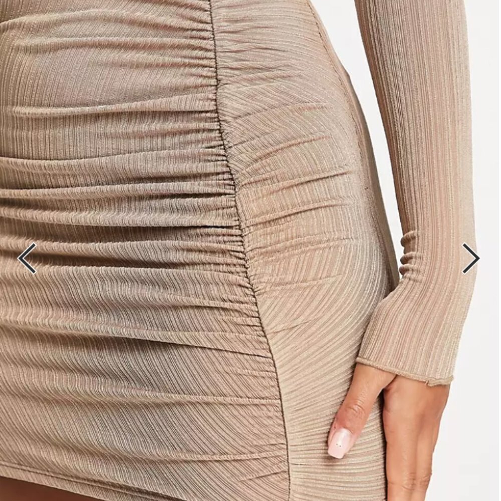 Naked Wardrobe ruched detail mini skirt (s) Long sleeve top (xs)
